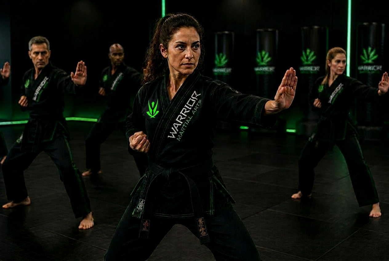 Adult martial arts students training at Karate America Ponte Vedra
